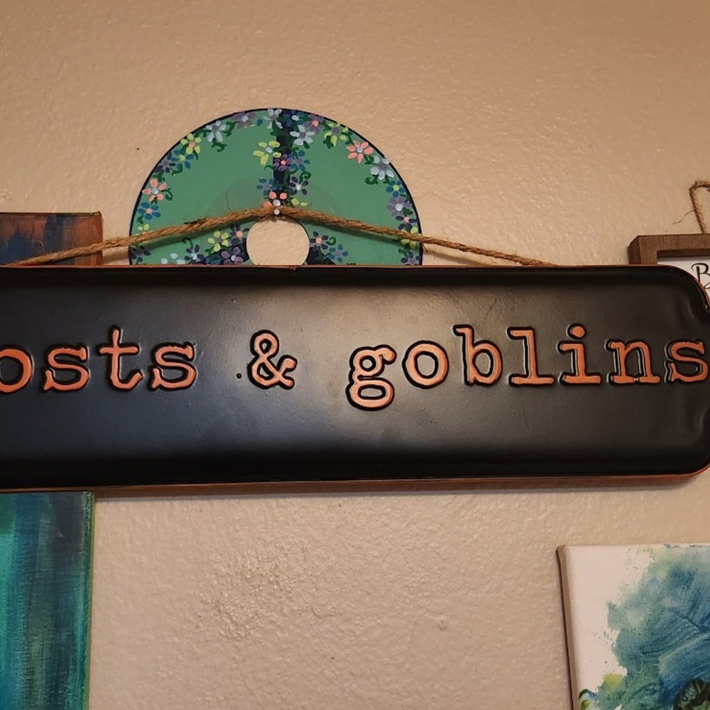 New black metal Halloween tin sign 20in Ghosts & goblins - Picture 2 of 6
